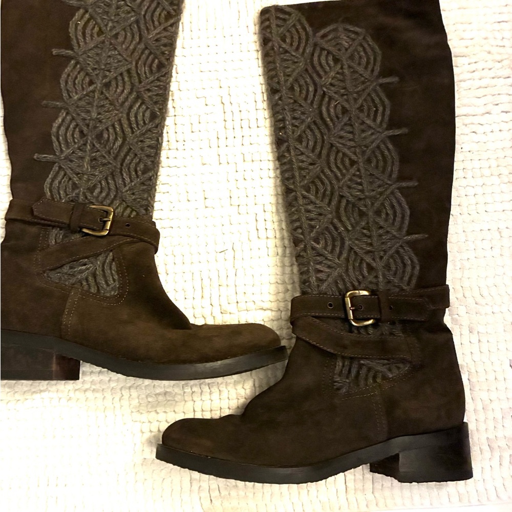 Knee-High Brown Suede Boots made in Italy - Picture 6 of 8